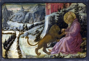 Animal Painting - LIPPI Fra Filippo San Jerónimo y el Panel de la Predela del León
